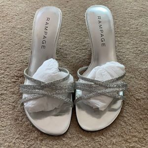 Glitter silver heels/prom shoes